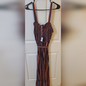 Stylish Striped Dress with Navy and Rust XL